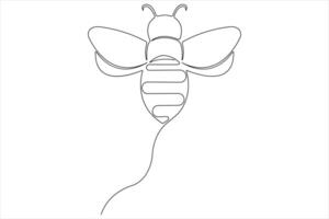 Simple illustration of honey bee shape continuous one line art bee outline vector