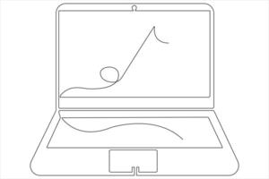 Art illustration of laptop in one line style isolated outline vector