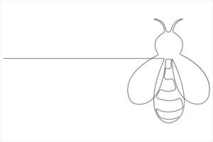 Simple illustration of honey bee shape continuous one line art bee outline vector