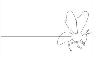 Simple illustration of honey bee shape continuous one line art bee outline vector