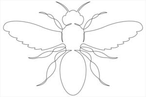 Simple illustration of honey bee shape continuous one line art bee outline vector