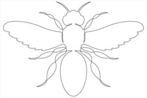 Simple illustration of honey bee shape continuous one line art bee outline vector