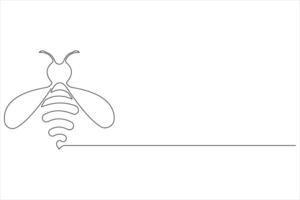 Simple illustration of honey bee shape continuous one line art bee outline vector