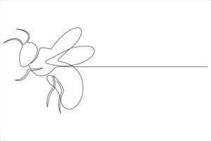 Simple illustration of honey bee shape continuous one line art bee outline vector