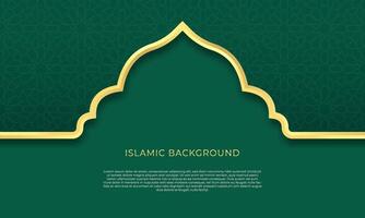 abstract modern luxury islamic background with ornament border decoration with green gradient design vector