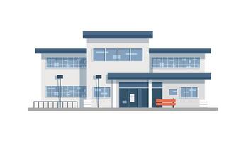 City police station department building isolated on white background in flat style vector