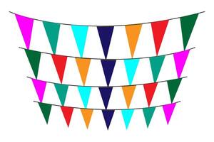 Greeting or Party invitation with carnival flag garlands with colorful hanging above. vector