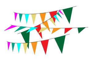 Greeting or Party invitation with carnival flag garlands with colorful hanging above. vector