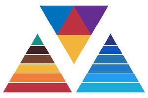 Pyramid chart geometry infographics diagram shape in mathematics vector. vector