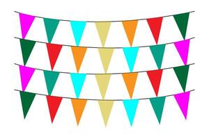 Greeting or Party invitation with carnival flag garlands with colorful hanging above. vector