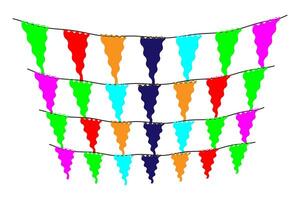 Greeting or Party invitation with carnival flag garlands with colorful hanging above. vector