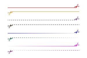 Vector scissors icon, dotted lines with scissors symbols, cutting line with scissors.