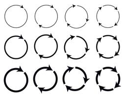 Different circular and different thickness circular arrows sign symbols vector illustration.