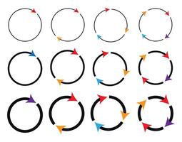 Different circular and different thickness circular arrows sign symbols vector illustration.