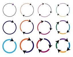 Different circular and different thickness circular arrows sign symbols vector illustration.