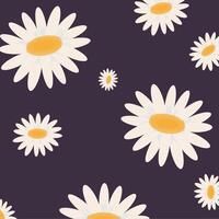 White Daisy Pattern on Purple Background vector