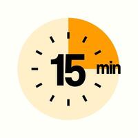 redondeado 15 minutos Temporizador icono de naranja color, moderno minimalista reloj cara vector