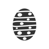 Black Easter egg. Vintage silhouette for Easter day, greeting card and design. Isolated vector illustration