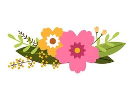 floral clipart de brillante flores y hojas. romántico botánico vector arreglo para boda, saludo, y enamorado tarjeta diseño vector