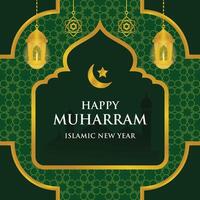 Muharram islamic and Happy New Hijri greeting template vector