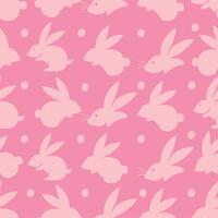 Seamless hand-drawn pattern of rabbit and bunny on a pink  background. vector