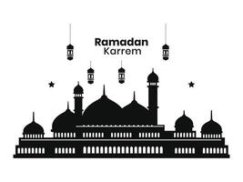 Mosque silhouette Ramadan kareem background vector