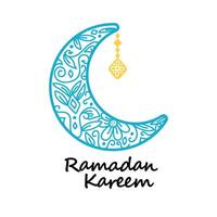 ramadan kareem with crescent moon background illustration vector