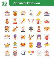 carnaval plano íconos conjunto vector