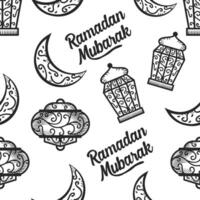 Seamless pattern of Ramadan Kareem lanterns. Hand drawn vector illustration