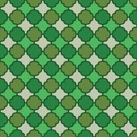 Islamic argyle seamless design of lantern lattice - shaped tiles in natural green color vector