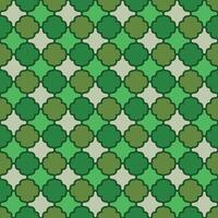 Islamic argyle seamless design of lantern lattice - shaped tiles in natural green color vector