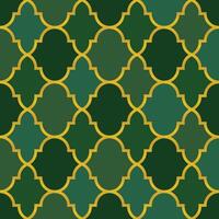 Islamic green  seamless background design of lantern lattice - shaped tiles vector