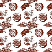 Fig graphics, seamless pattern. Vector illustration. Design element for food, cosmetics, cards, wallpaper, wrapping paper, textile, fabric, covers.