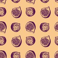 Fig purple graphics, seamless pattern. Vector illustration. Design element for food, cosmetics, cards, wallpaper, wrapping paper, textile, fabric, covers.
