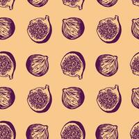 Fig purple graphics, seamless pattern. Vector illustration. Design element for food, cosmetics, cards, wallpaper, wrapping paper, textile, fabric, covers.