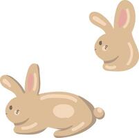 a set of two cartoon rabbits with one lying down and the other standing vector