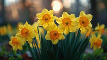 AI generated Bunch of Yellow Flowers in Dirt photo