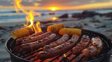 AI generated Grilling Hot Dogs and Corn on the Cob photo