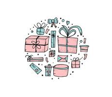Set of gift boxes. Vector illustration.