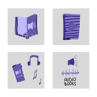 conjunto de audio libros simbolos vector ilustración.