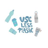 Plastic free vector concept with text and symbols.