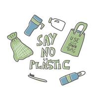 Plastic free vector concept with text and symbols.