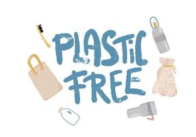 Plastic free vector concept with text and symbols.