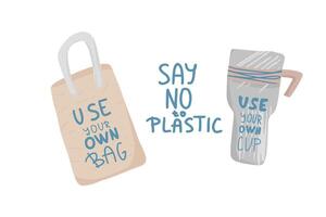 Plastic free vector concept with text and symbols.