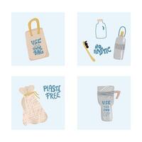 Plastic free vector concept with text and symbols.