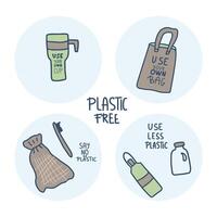 Plastic free vector concept with text and symbols.