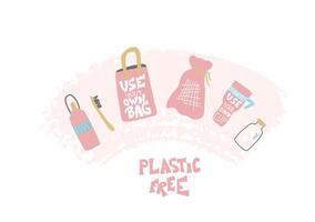 Plastic free vector concept with text and symbols.