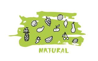 Healthy food concept with lettering. Vector design