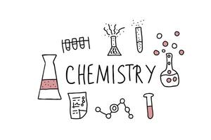 química garabatear objetos colocar. vector ilustración