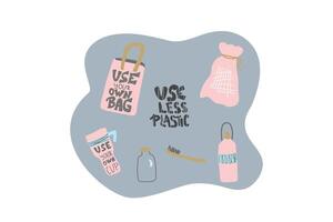 Plastic free vector concept with text and symbols.